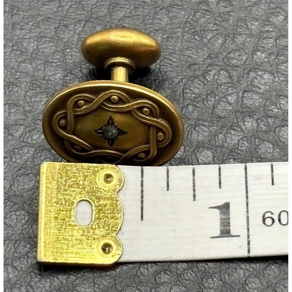 Antique Victorian Gold Filled Cufflinks Paste Stone Star Burst Swirl Bean Back